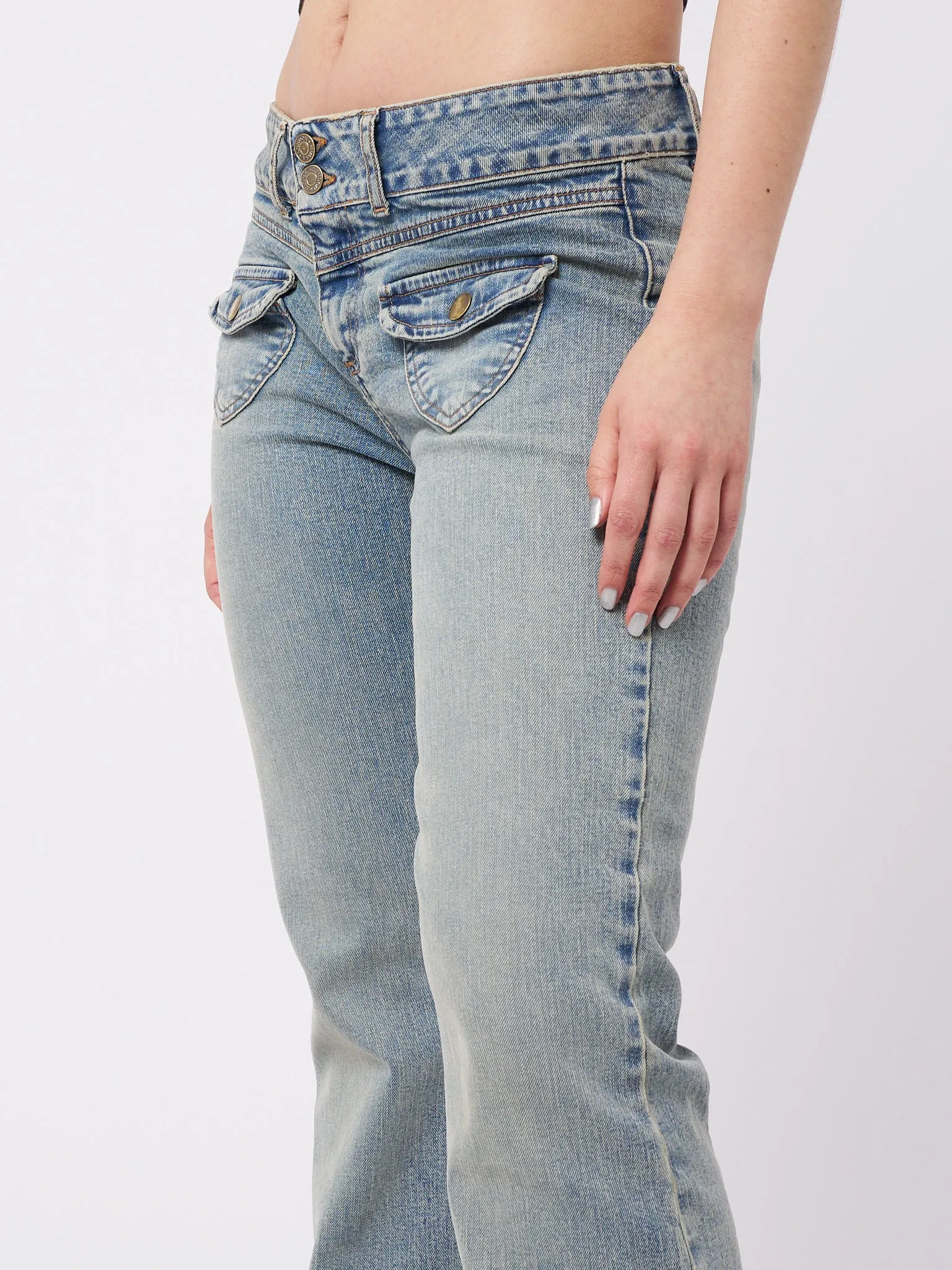 Mia Over Dye Front Pocket Flare Jeans