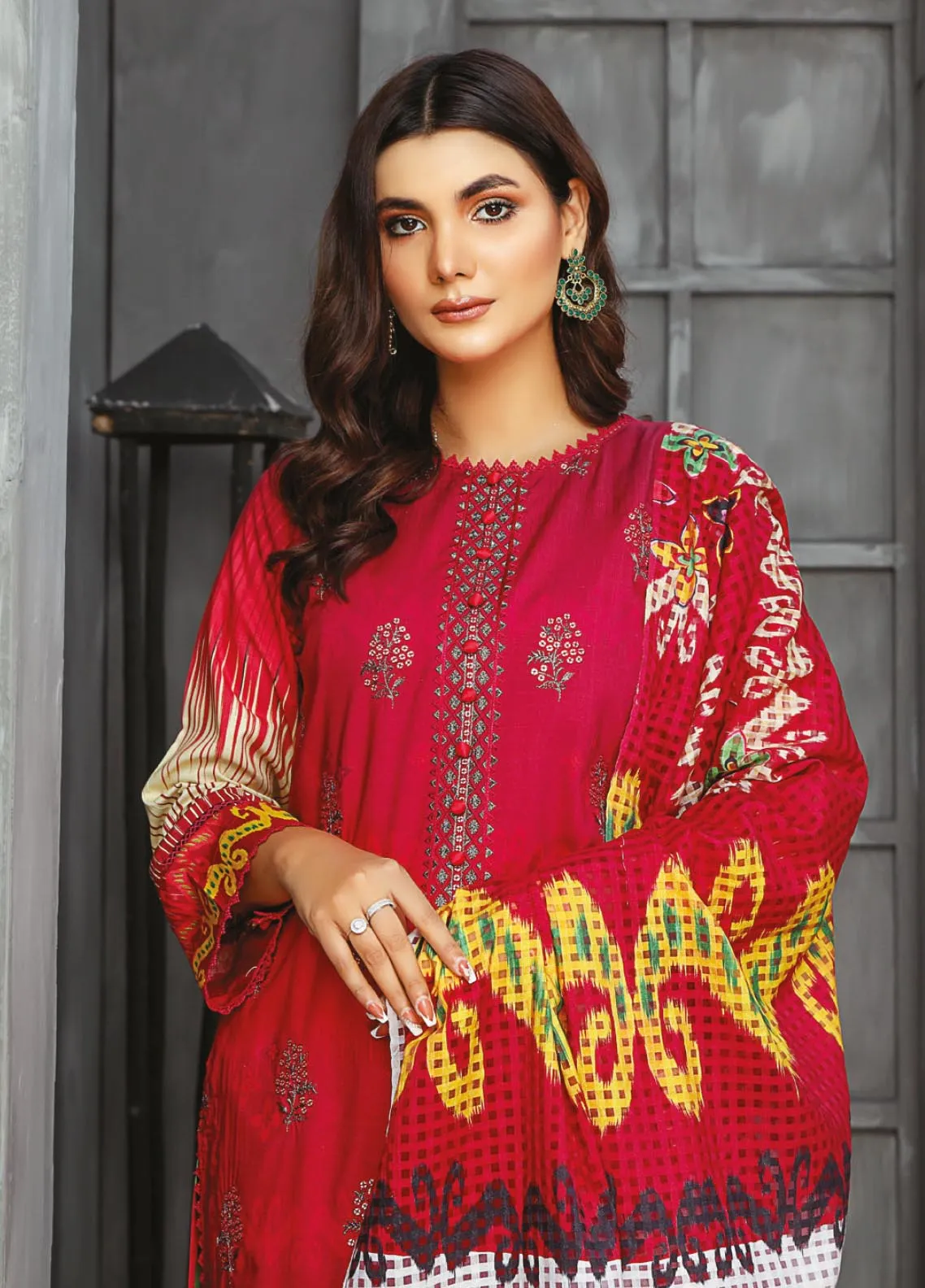 Mizaaj By Aalaya Embroidered Staple Dabi Unstitched 3 Piece Suit - 01