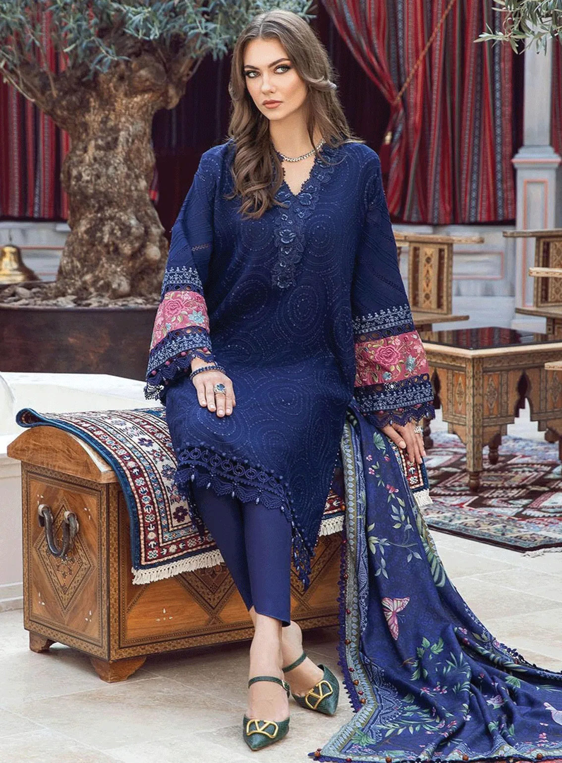 MPrints By Maria B Embroidered Linen Unstitched 3 Piece Suit - MB23MPW 2001B