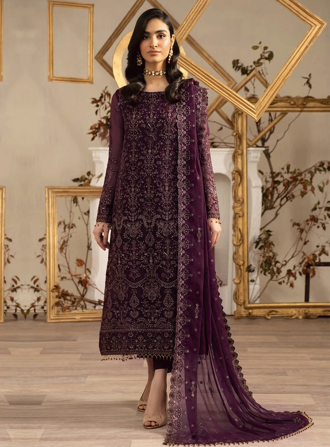 Naqsh By Zarif Embroidered Chiffon Unstitched 3 Piece Suit - 4 NEEMAL