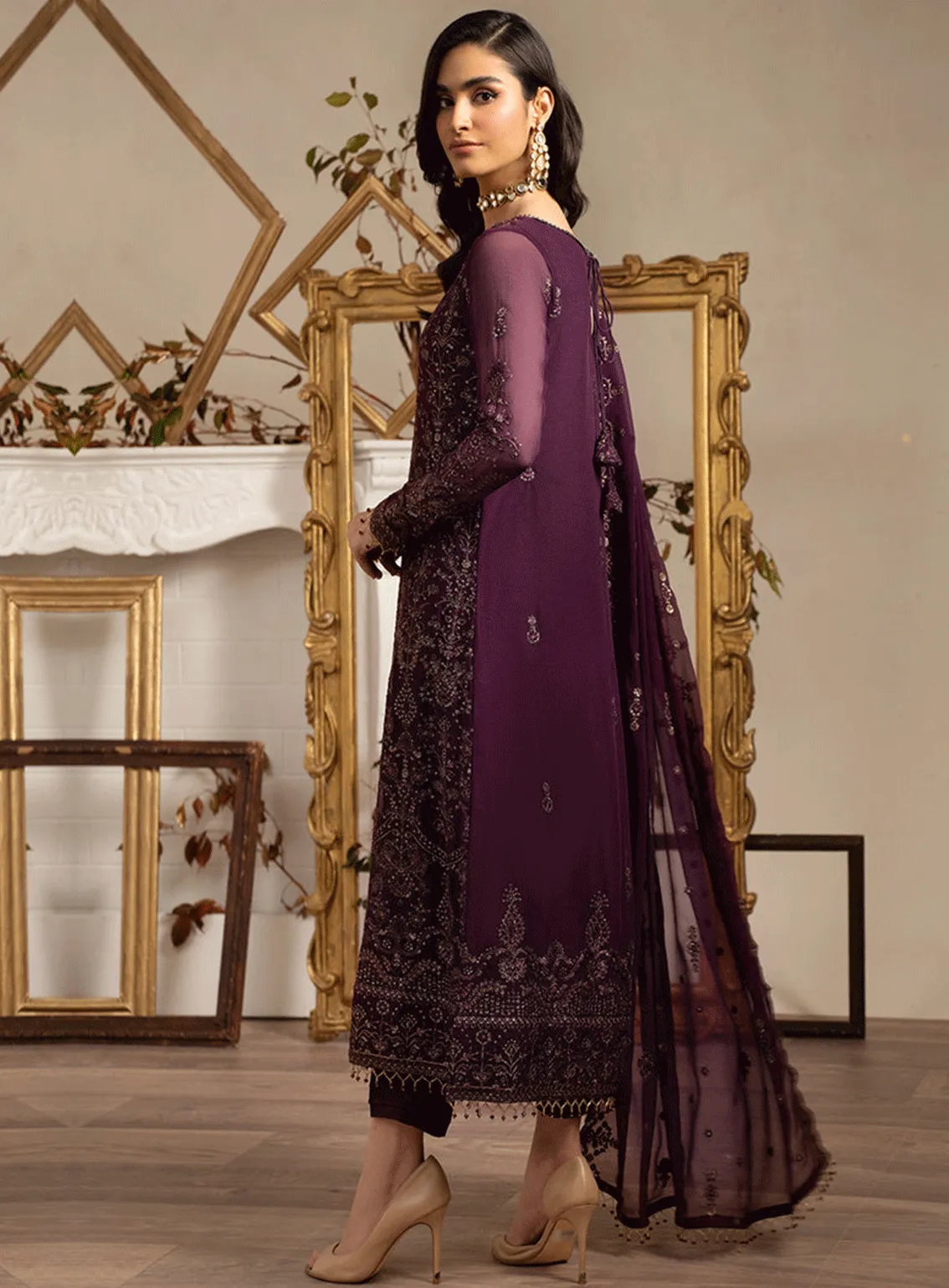 Naqsh By Zarif Embroidered Chiffon Unstitched 3 Piece Suit - 4 NEEMAL