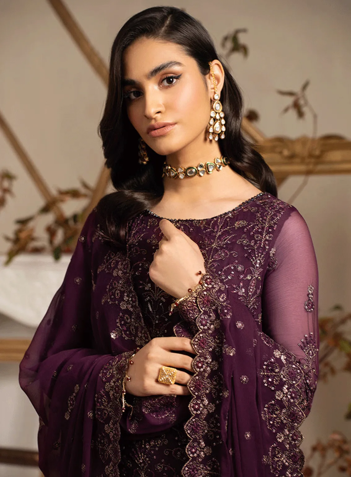 Naqsh By Zarif Embroidered Chiffon Unstitched 3 Piece Suit - 4 NEEMAL