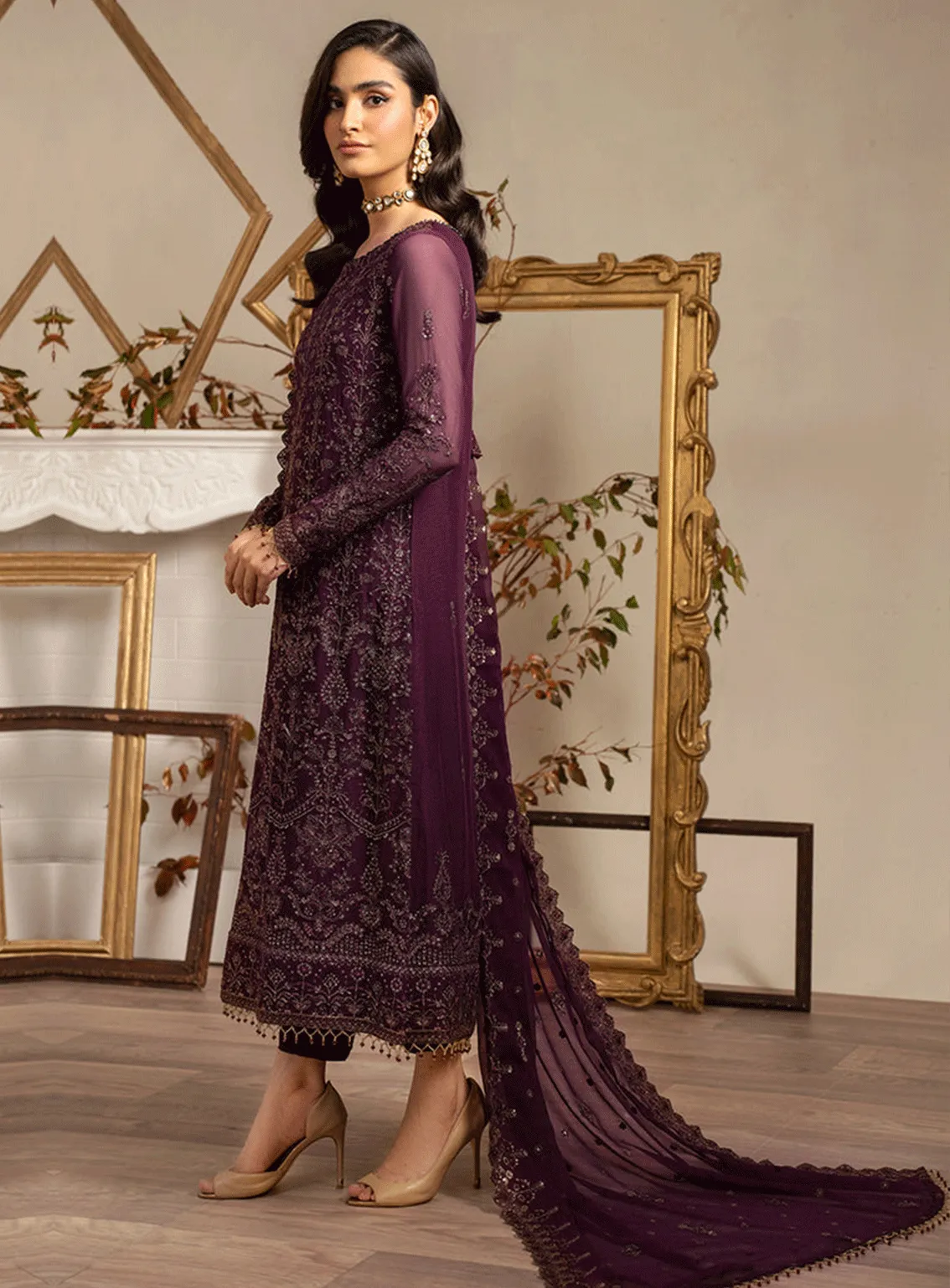 Naqsh By Zarif Embroidered Chiffon Unstitched 3 Piece Suit - 4 NEEMAL