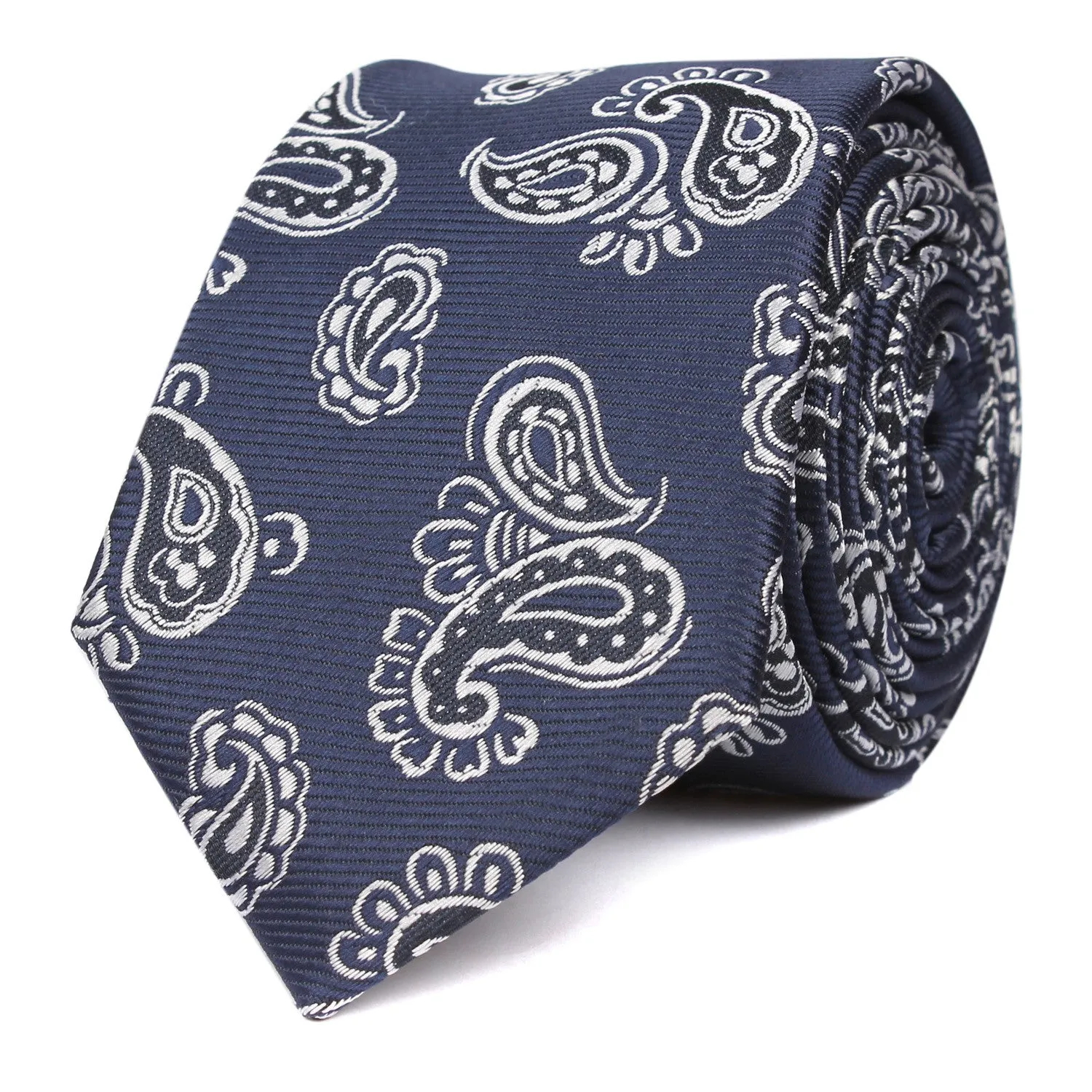 Paisley Navy Blue - Skinny Tie