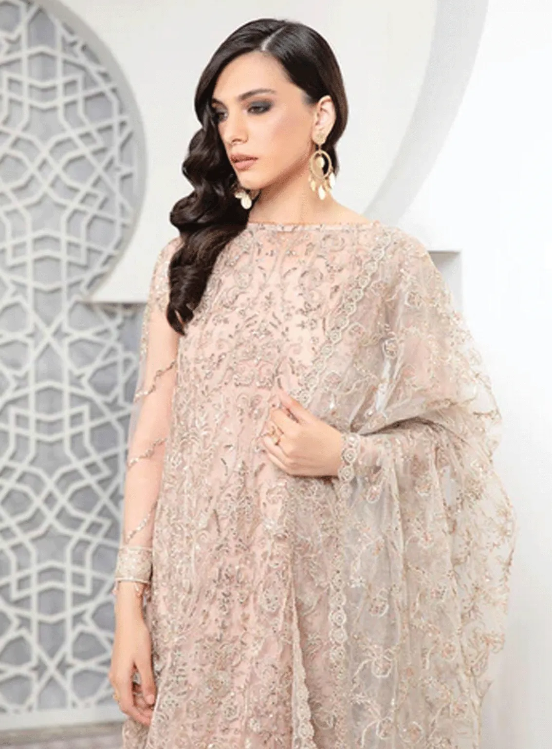 Pareesia by Zarif Embroidered Net Unstitched 3 Piece Suit - ZP-09 FLAMINGO