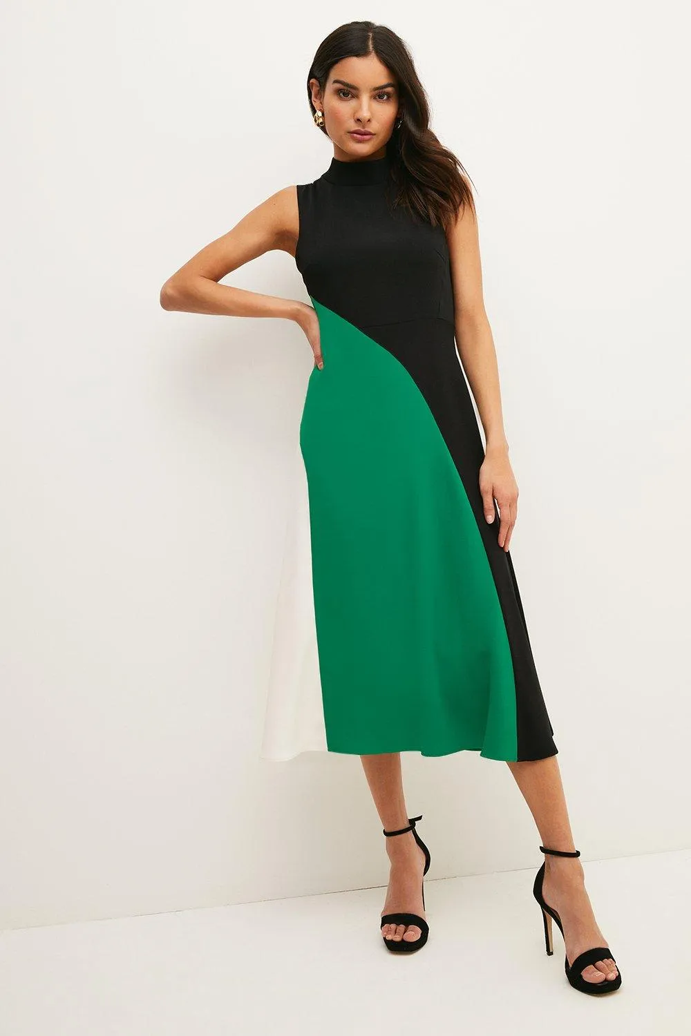 Petite Soft Tailored Colour Block Midaxi Dress | Karen Millen