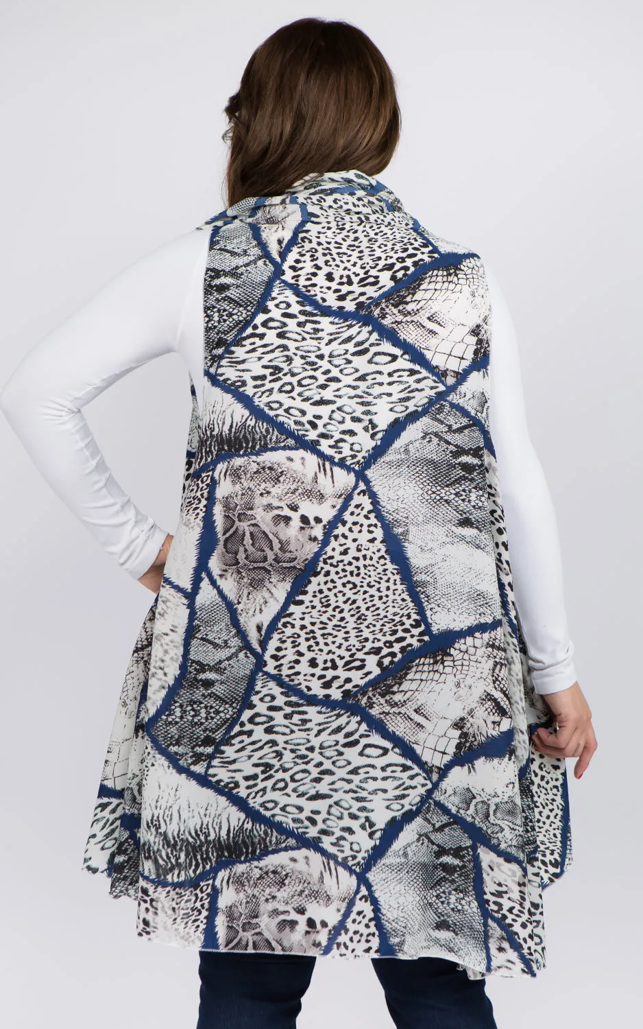 PN96B6P Plus Size Animal Pattern Long Vest