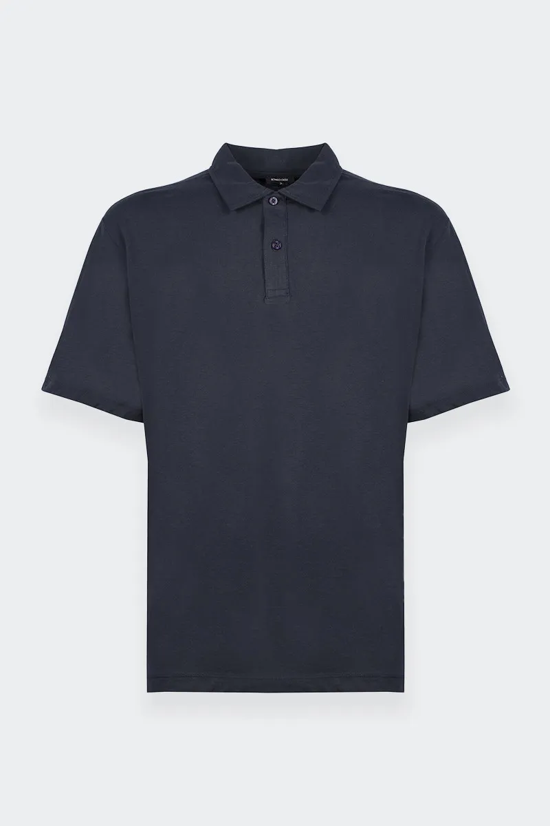 POLO IN JERSEY BLU