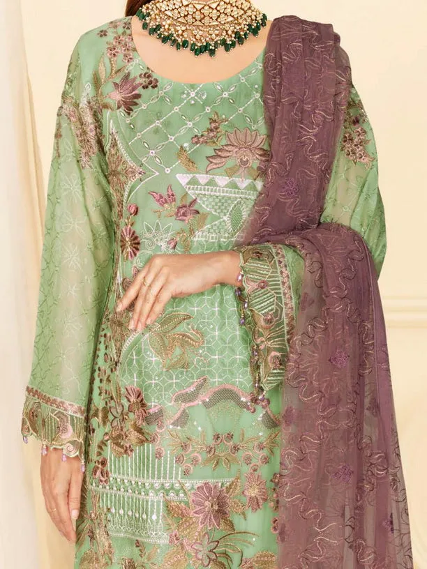 Ramsha Nayab Embroidered Weightless Chiffon Unstitched 3Pc Suit N-405