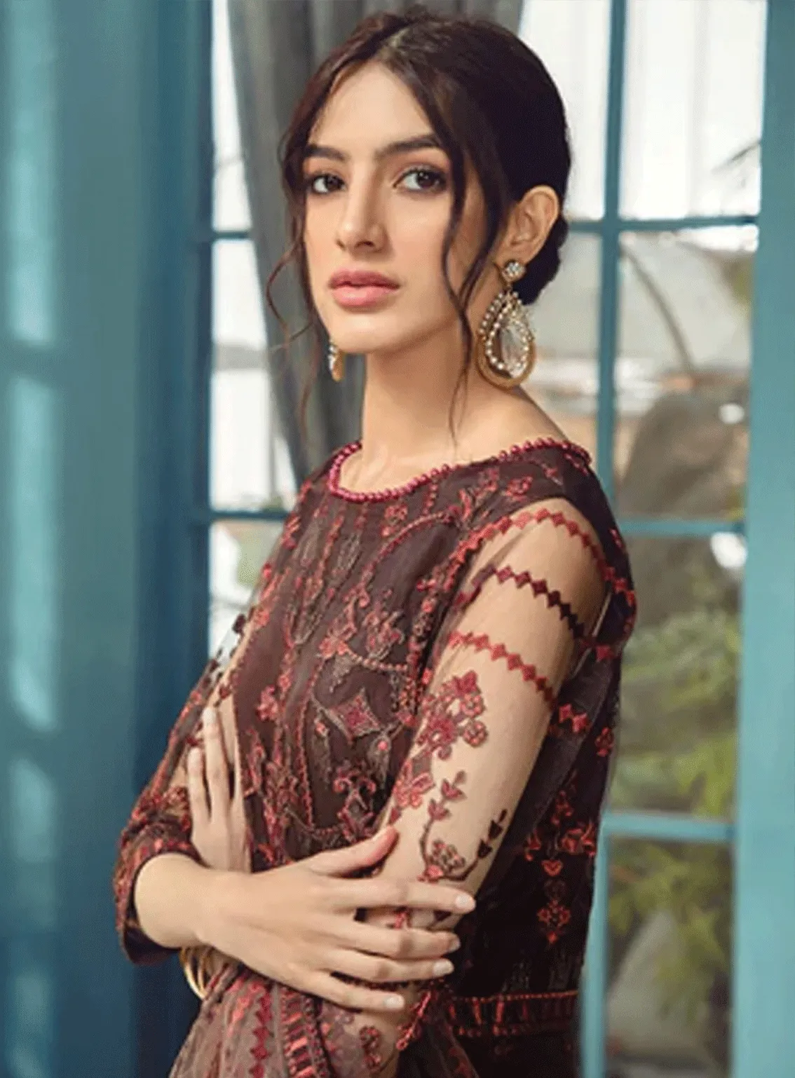 Rangrez By Zarif Embroidered Net Unstitched 3 Piece Suit - ZR-03 CARMEL