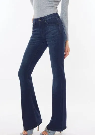 Regular Length Kan Can Mid Rise Dark Wash Flare Jeans