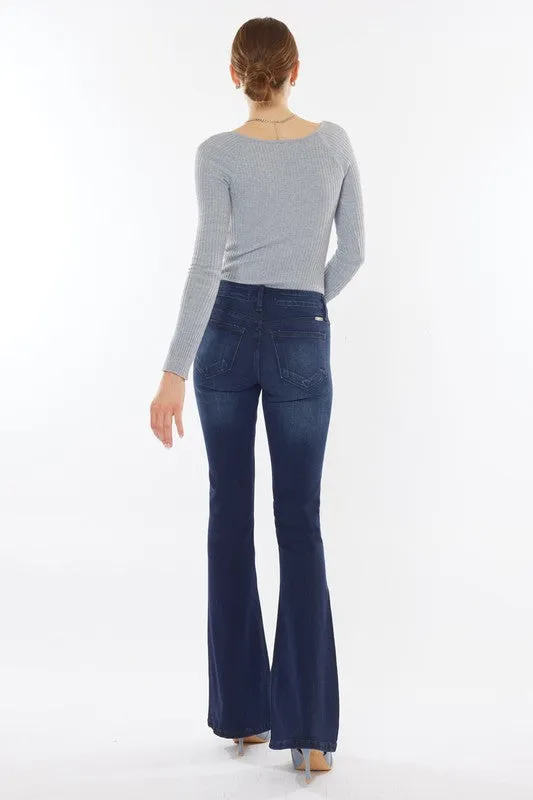 Regular Length Kan Can Mid Rise Dark Wash Flare Jeans