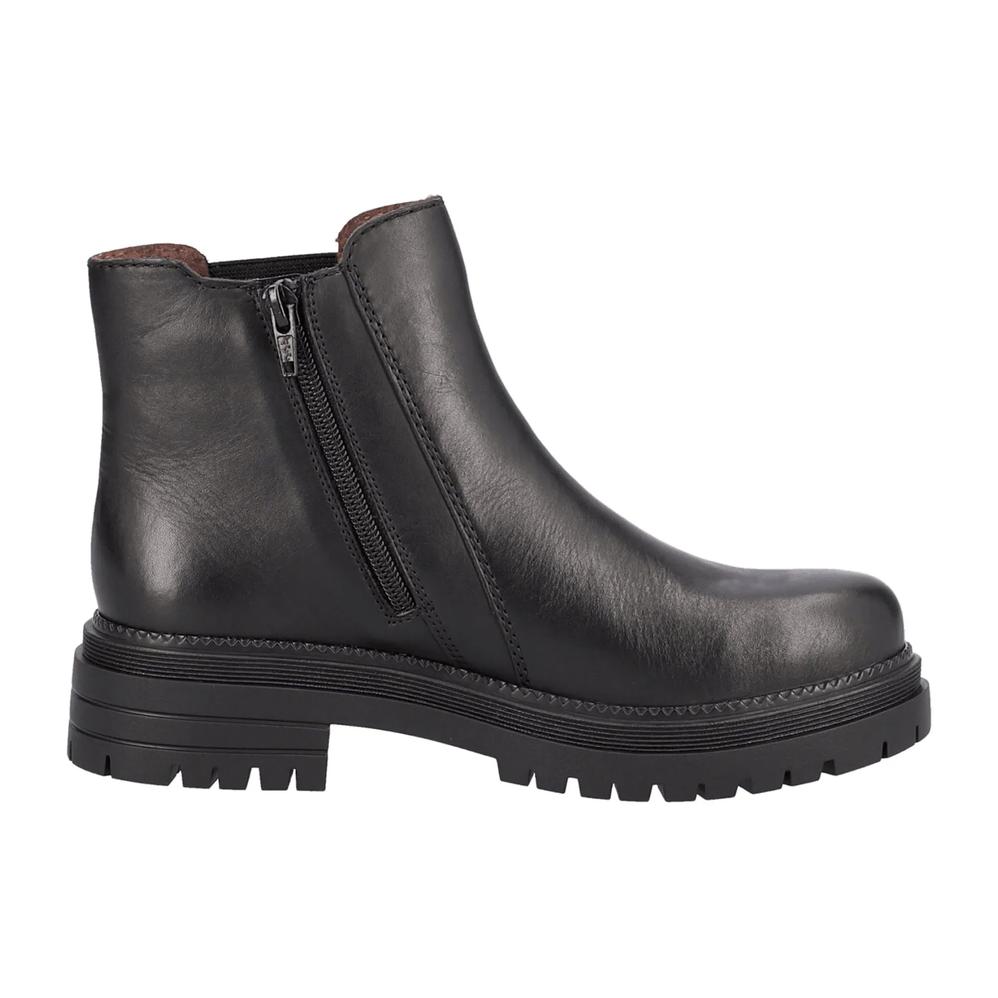 Rieker HWK Black Women's Boots for Fall Winter, Slip-On, Narrow to Normal Fit