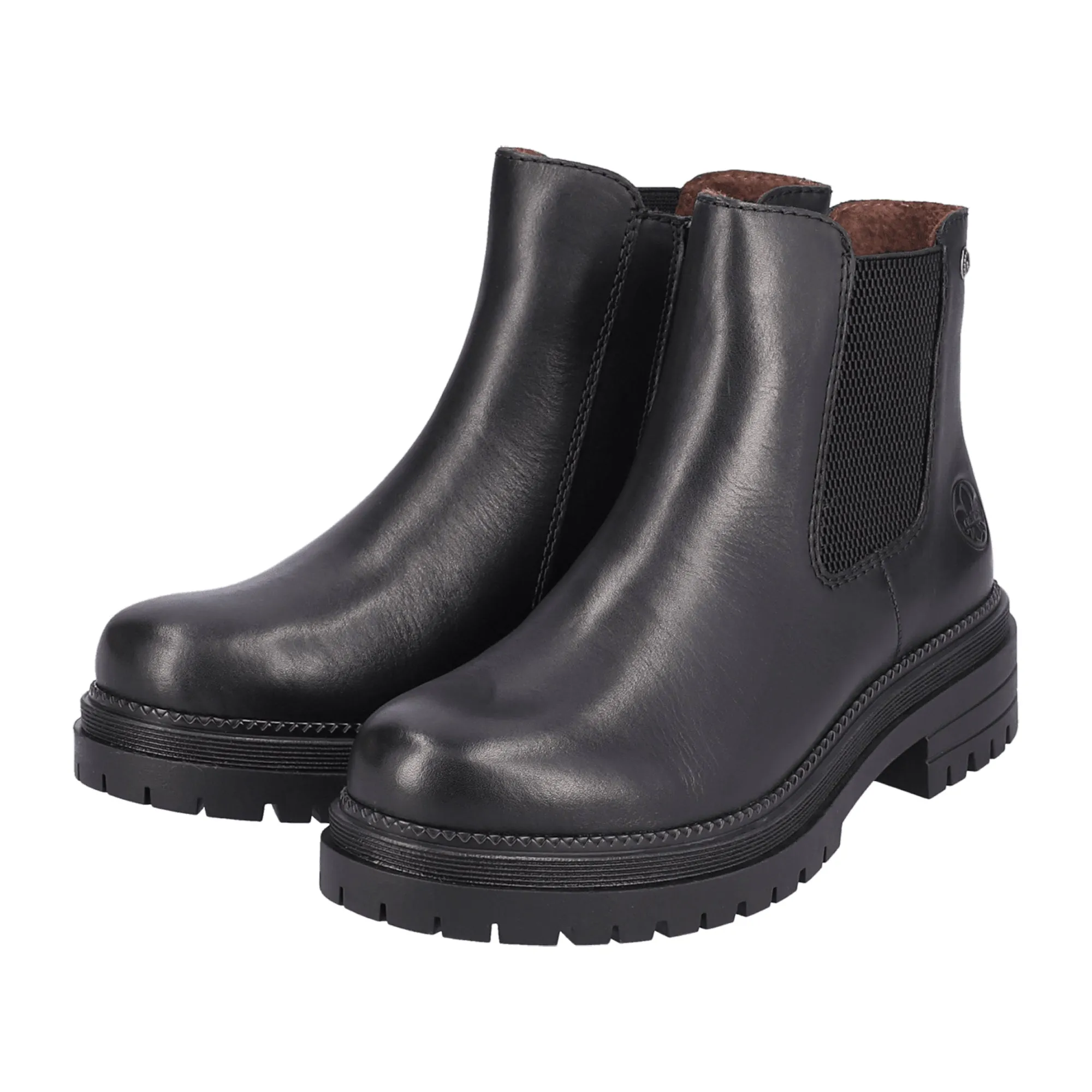 Rieker HWK Black Women's Boots for Fall Winter, Slip-On, Narrow to Normal Fit