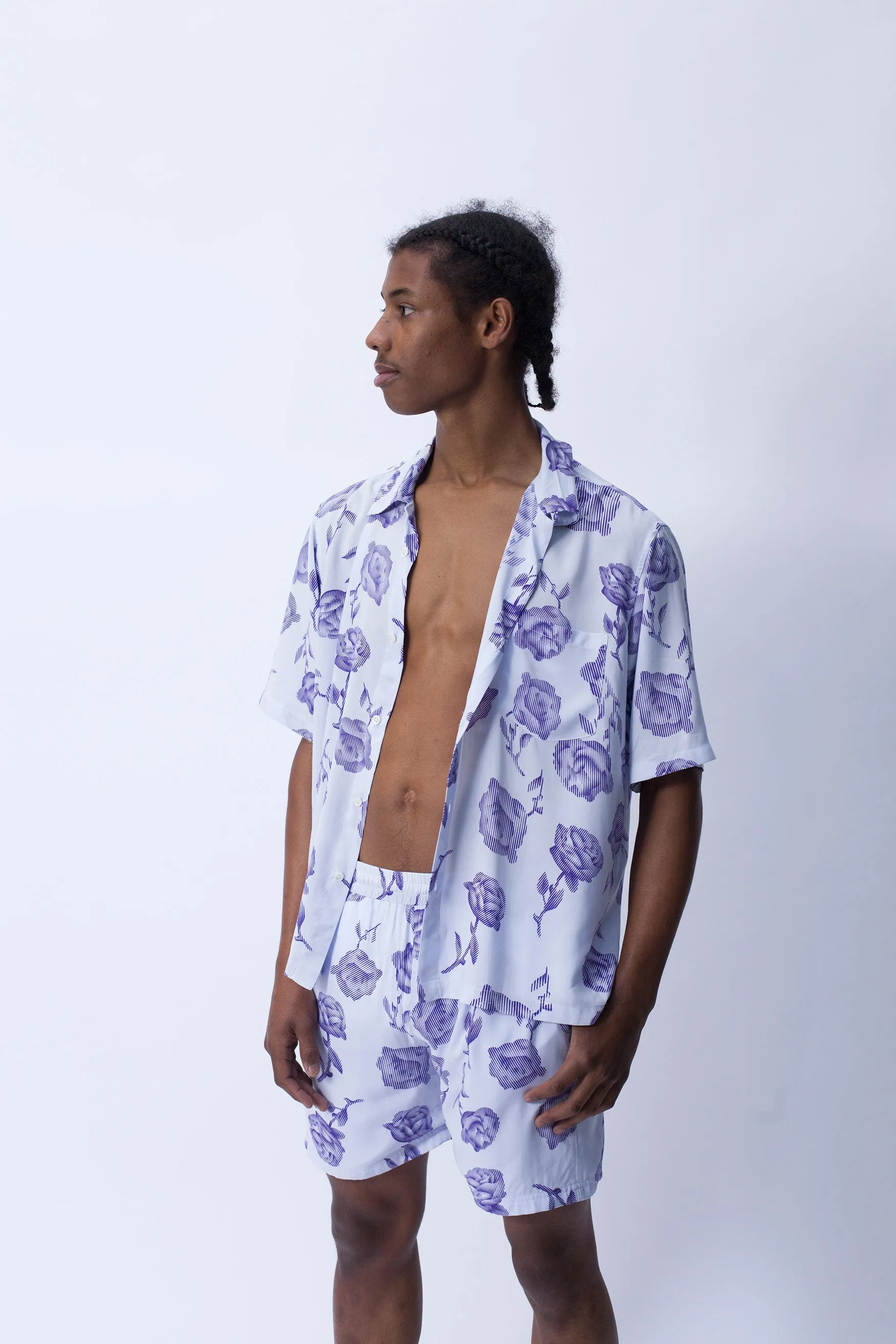 Rose Hawaiian Shirt Purple