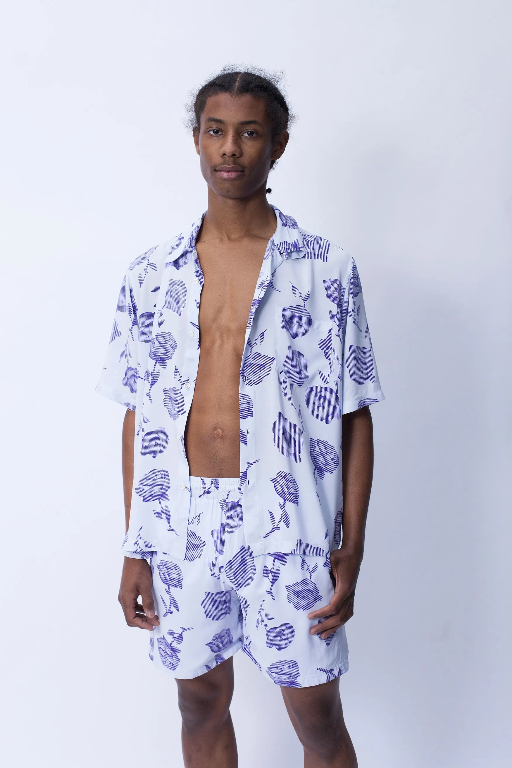 Rose Hawaiian Shirt Purple