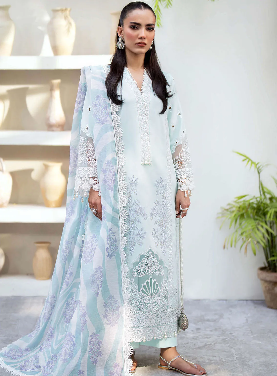 Saad Shaikh Luxury Eid Embroidered Lawn 3 Piece Unstitched Suit SSK24E MERAKI