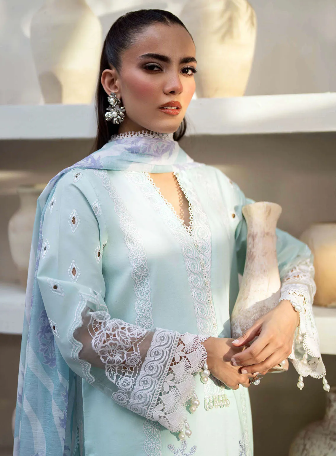 Saad Shaikh Luxury Eid Embroidered Lawn 3 Piece Unstitched Suit SSK24E MERAKI