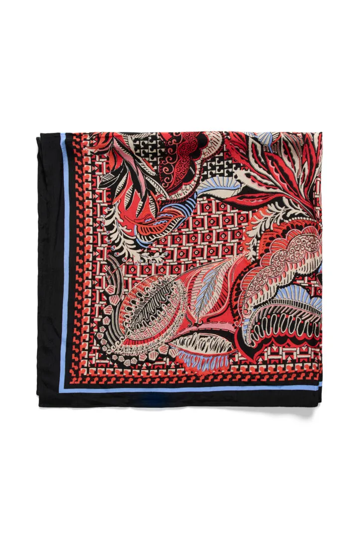 Saint Tropez Coralee Scarf In Black Paisley Floral