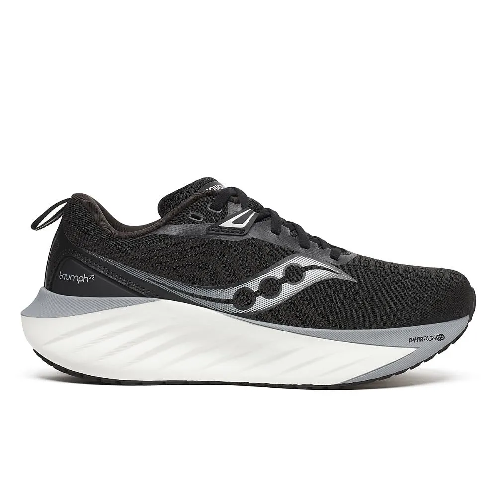 Saucony Women's Triumph 22 Sneaker, Black/White, 10 Wide