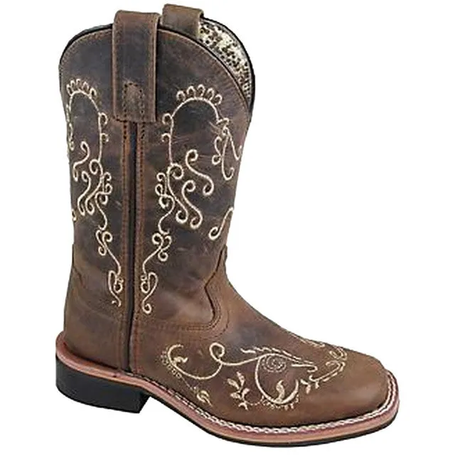 SMOKY MOUNTAIN BOOTS Girls Marilyn Brown Waxed Distress Western Boots 4D