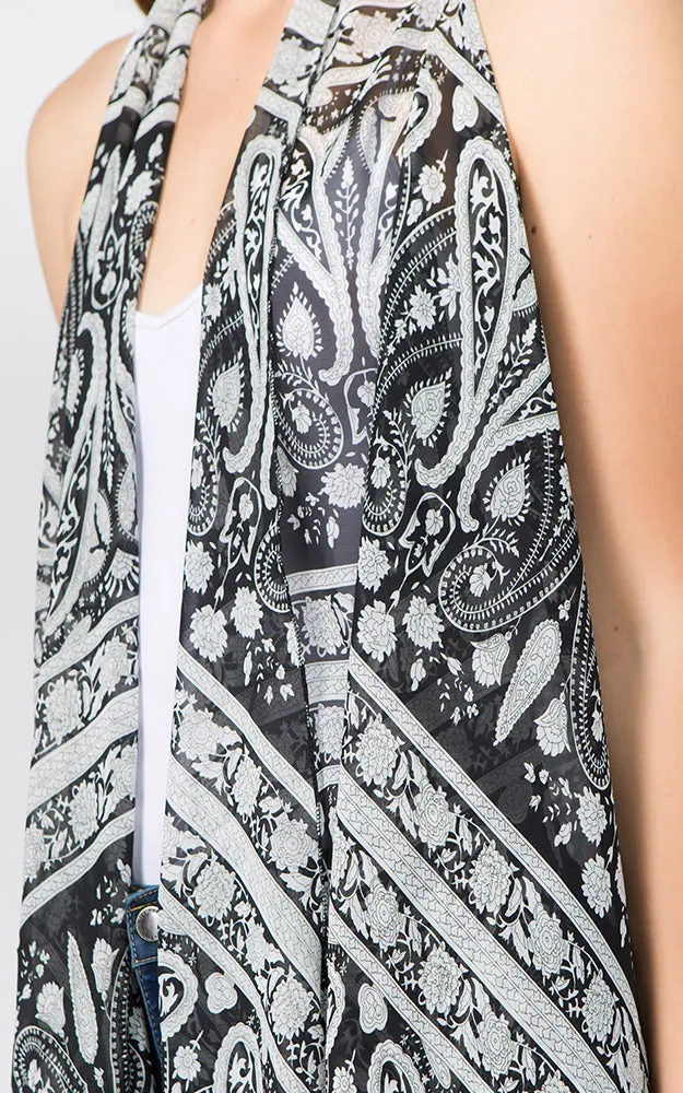 SN1C23 Paisley Printed Scarf Long Vest