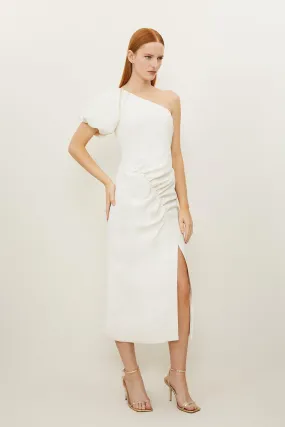 Soft Tailored One Shoulder Ruched Midaxi Dress | Karen Millen