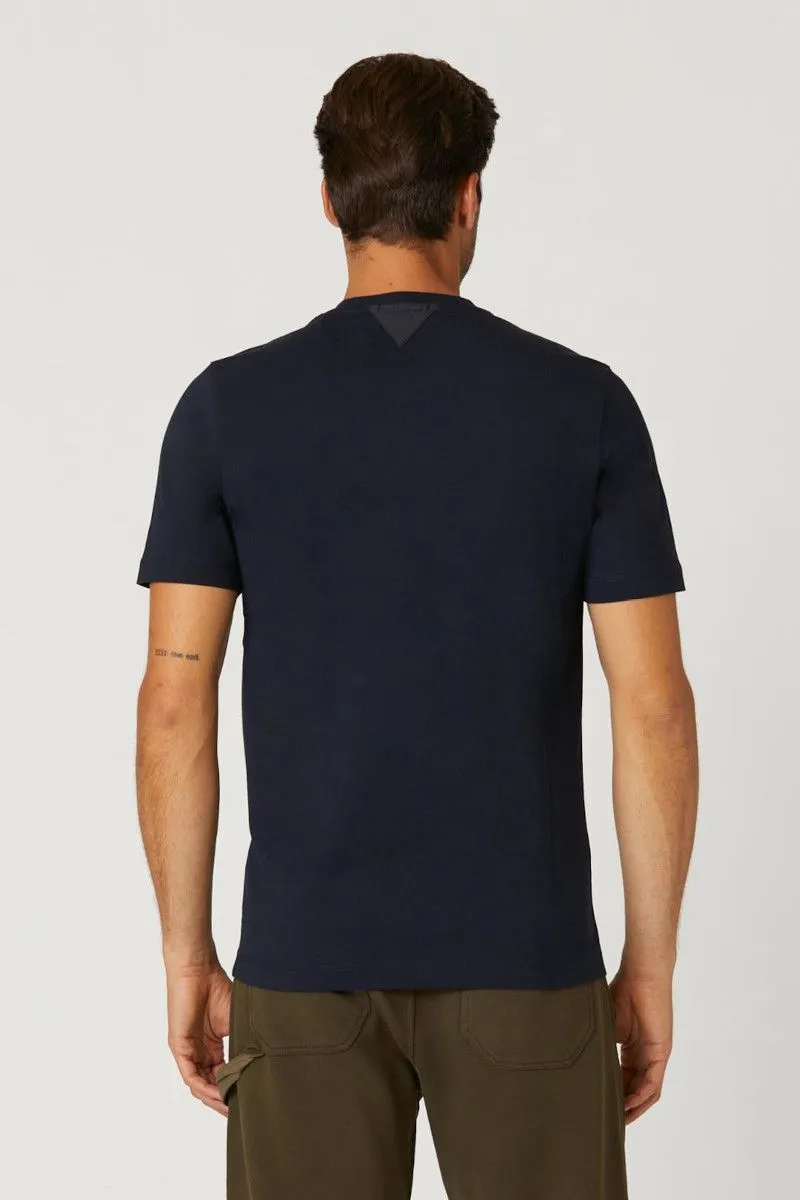 T-shirt basica manica corta con logo uomo Blu