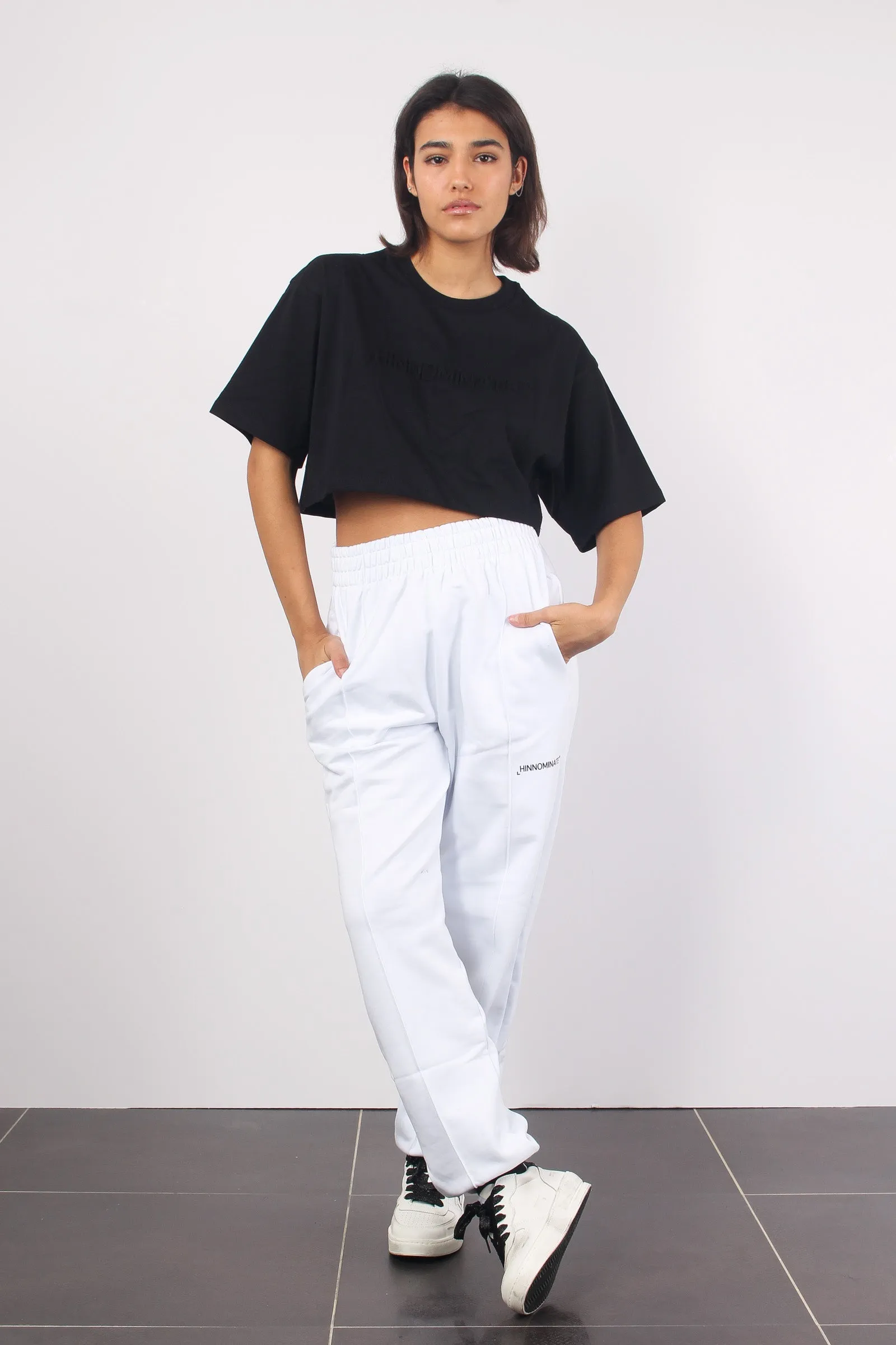 T-shirt Crop Logo 3d Nero