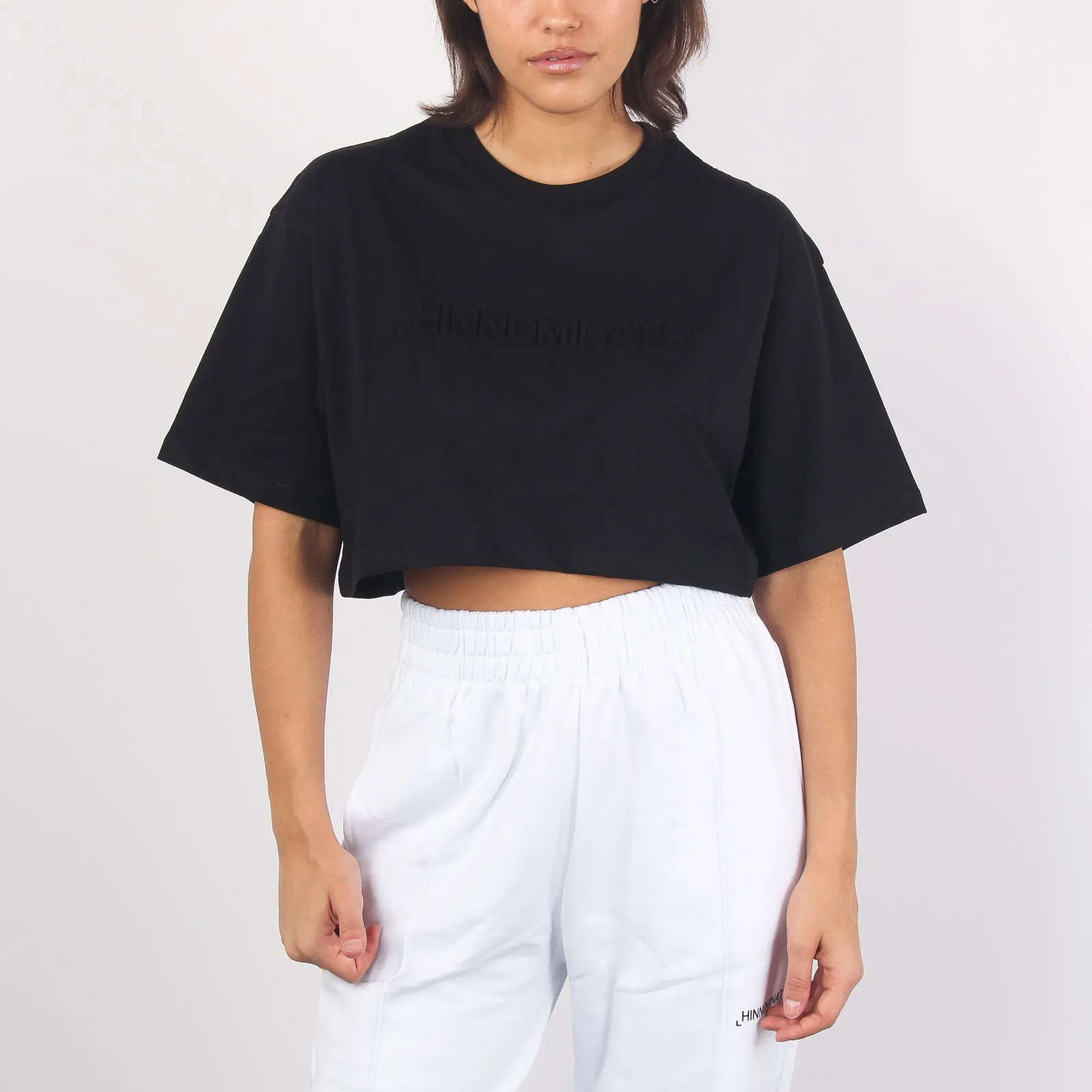 T-shirt Crop Logo 3d Nero