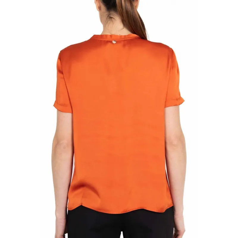 T-SHIRT GIROCOLLO IN RASO, ARANCIO