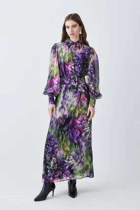 Tall Floral Georgette Woven Shirt Midi Dress | Karen Millen