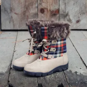 Tartan Flurries Snow Boots in Smoke