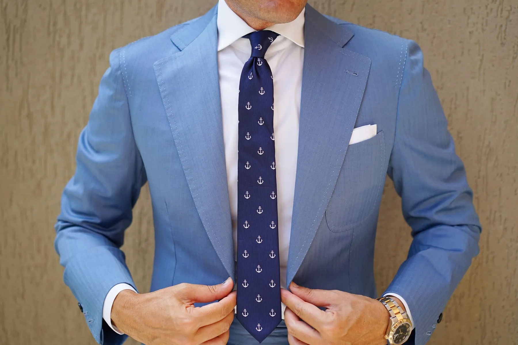 The OTAA Navy Blue Anchor Skinny Tie