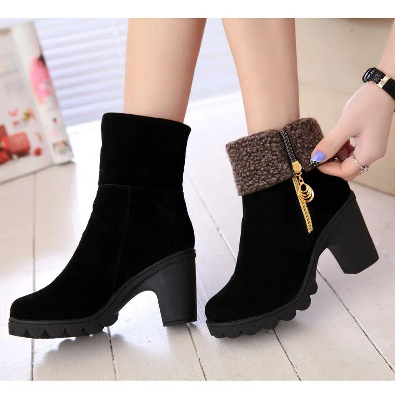 Thick Heel Snow Boots