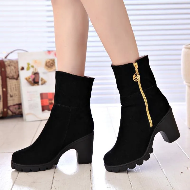 Thick Heel Snow Boots