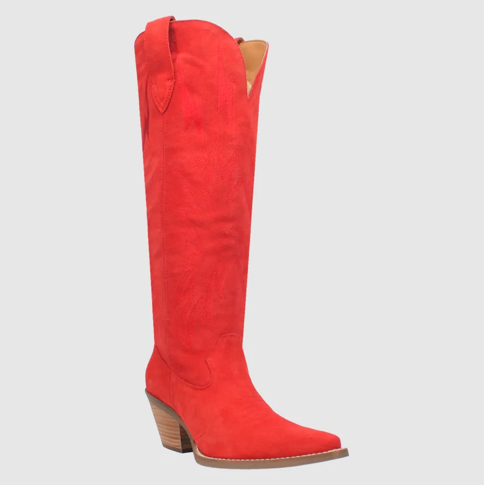 Thunder Road Red Suede Lightning Bolt Leather Boots (DS)