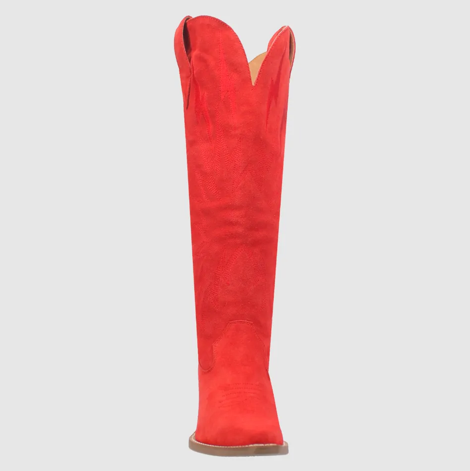 Thunder Road Red Suede Lightning Bolt Leather Boots (DS)