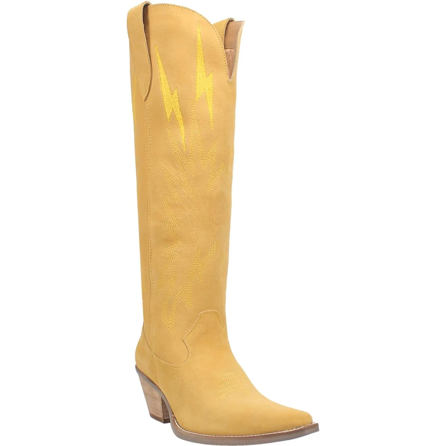 Thunder Road Yellow Suede Lightning Bolt Leather Boots (DS)