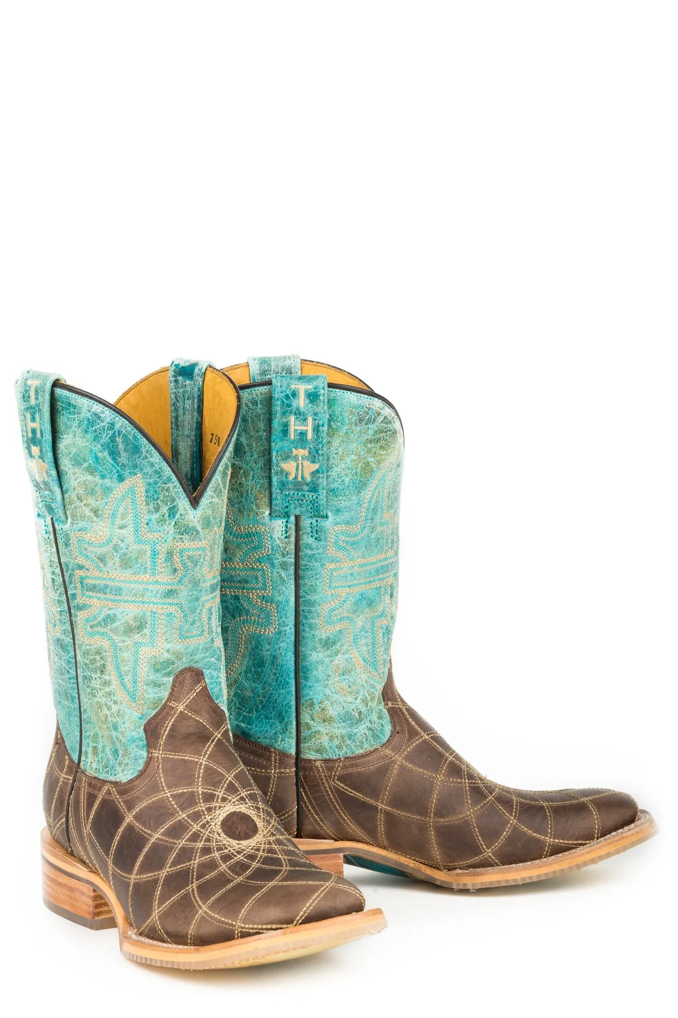 Tin Haul Womens Blue/Brown Leather Dreamcatcher Cowboy Boots