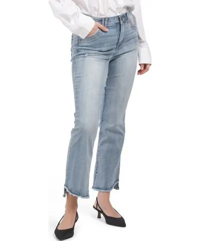 Tj Maxx High Rise Cropped Itty Bitty Flare Jeans With Curved Frayed Hem For Women