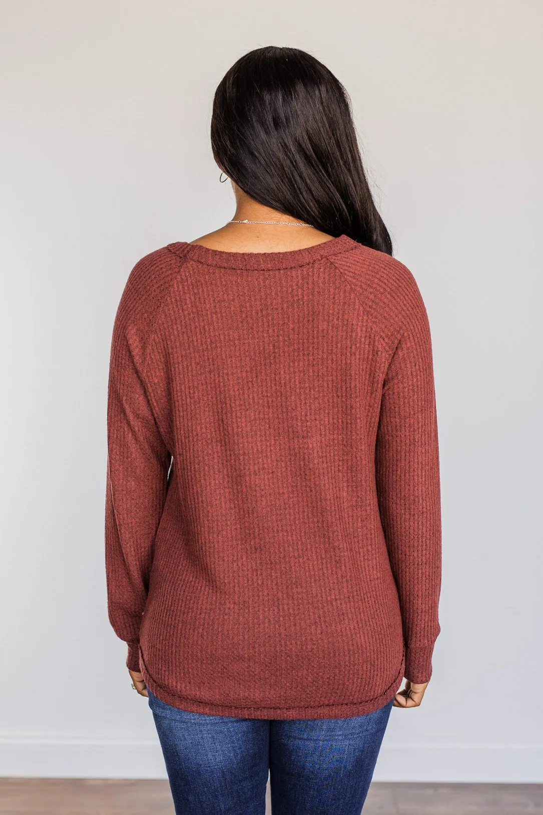 Unspeakable Beauty Knit Long Sleeve Top- Burgundy