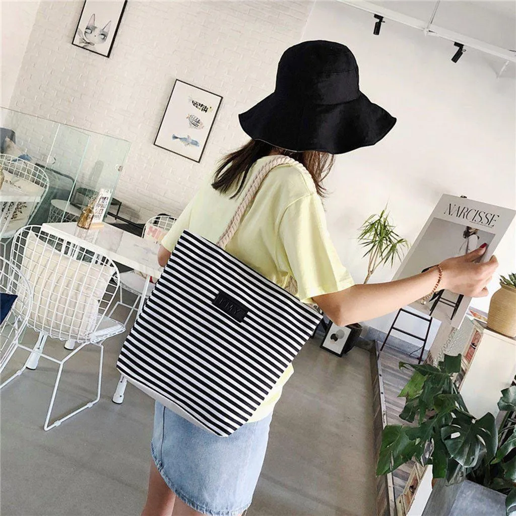 Vacation Mode Striped Beach Bag