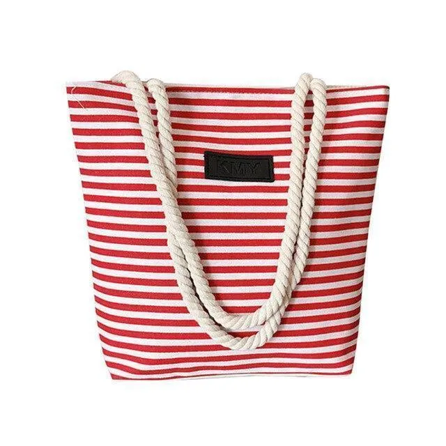 Vacation Mode Striped Beach Bag