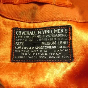 Vintage 60s Orange CWU-1/P Flight Suit Coveralls M Long USAF Air Force 1961