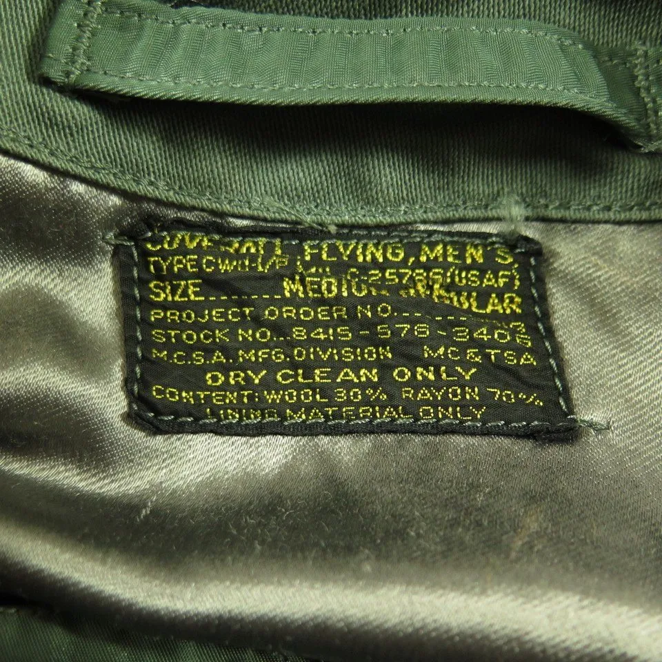 Vintage 70s CWU-1/P Flight Suit Coveralls M Vietnam Era Military Green