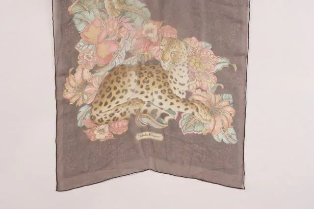 Vintage FERRAGAMO Leopard Print Scarf Shawl