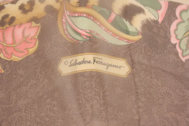 Vintage FERRAGAMO Leopard Print Scarf Shawl