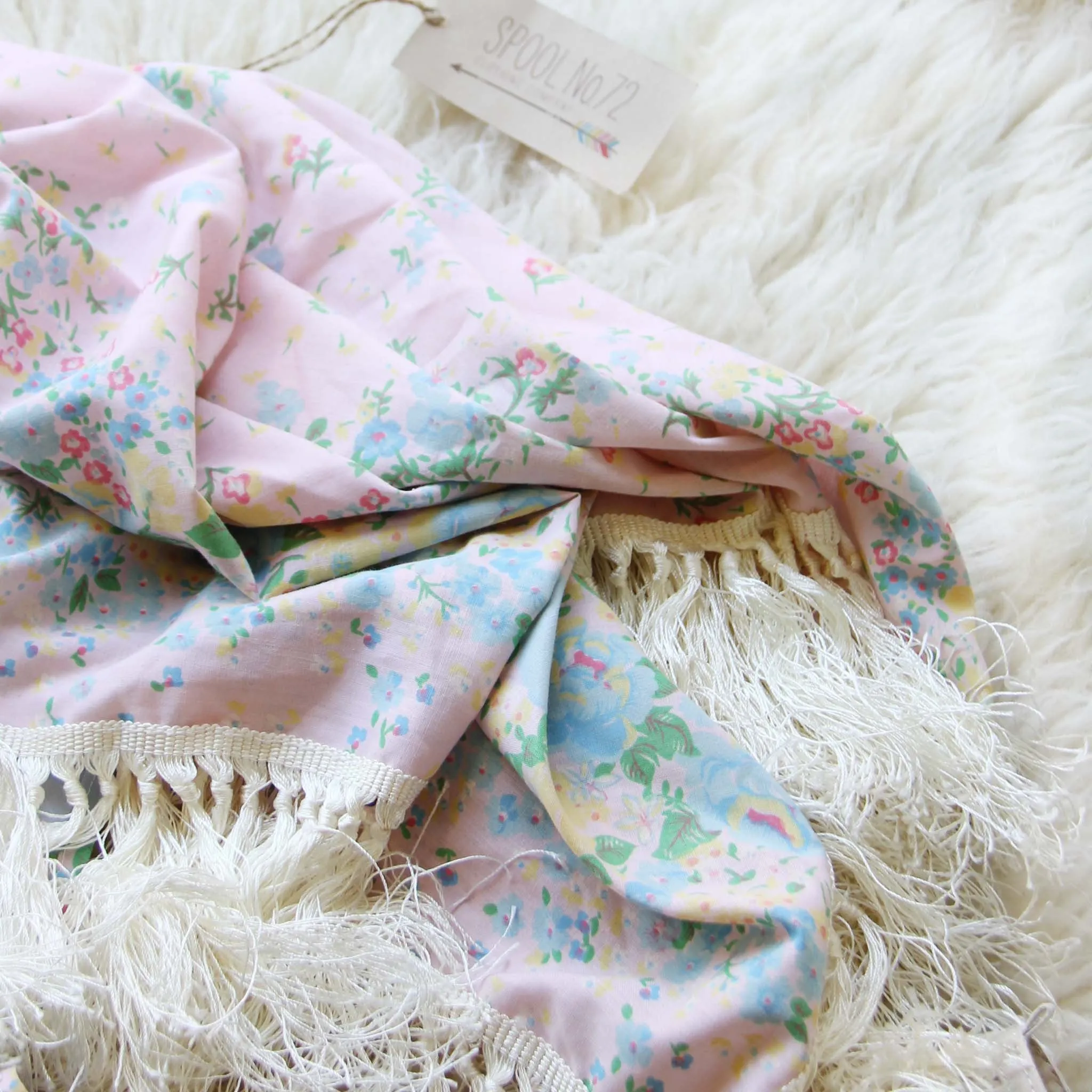 Vintage Rose & Fringe Scarf