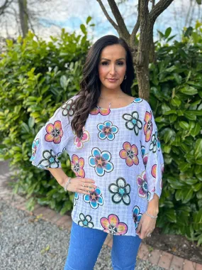 White Colourful Flower Top Debbie